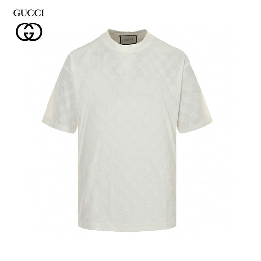 Gucci Gg Patterned T-shirt (white) Unisex Streetwear Limited Edition - The Gucci GG Patterned T-Shirt in white is a sophisticated addition to any wardrobe. Made