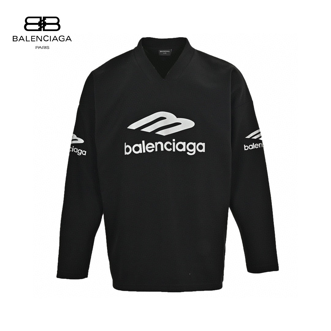 Balenciaga Long Sleeve Logo Shirt - - Black Unisex Streetwear Limited Edition - This Balenciaga shirt features a black design with bold white logo graphics on the chest