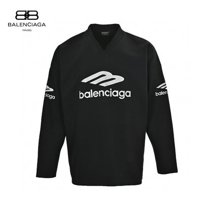 Balenciaga Long Sleeve Logo Shirt - - Black Unisex Streetwear Limited Edition - This Balenciaga shirt features a black design with bold white logo graphics on the chest