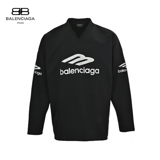 Balenciaga Long Sleeve Logo Shirt - - Black Unisex Streetwear Limited Edition - This Balenciaga shirt features a black design with bold white logo graphics on the chest