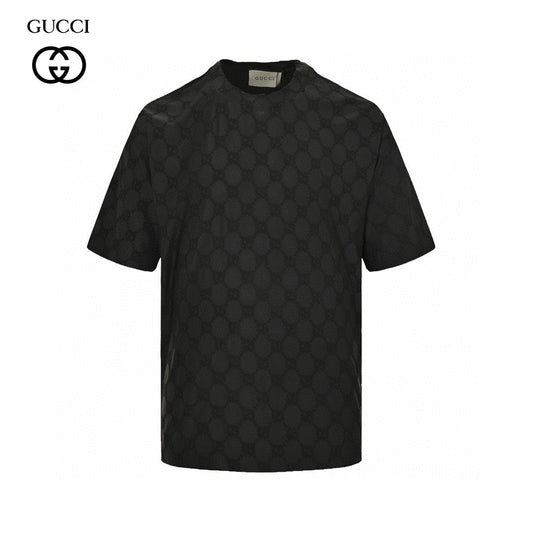 Gucci Gg Patterned T-shirt (black) Unisex Streetwear Limited Edition - The Gucci GG Patterned T-Shirt in black is a sophisticated piece that blends luxury with