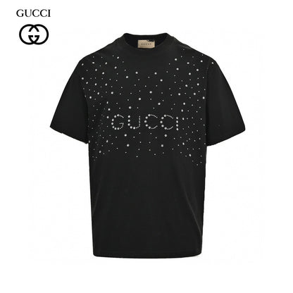 Gucci Embellished T-shirt - Black Unisex Streetwear Limited Edition - This Gucci t-shirt features a stylish design with the Gucci logo and small white dot