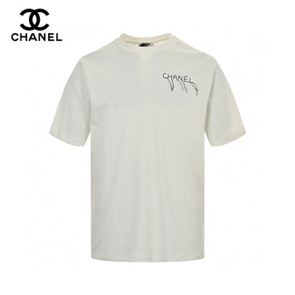 Chanel Logo T-shirt (white) Unisex Streetwear Limited Edition - This white Chanel T-shirt features a minimalist design with the Chanel logo in a delicate,