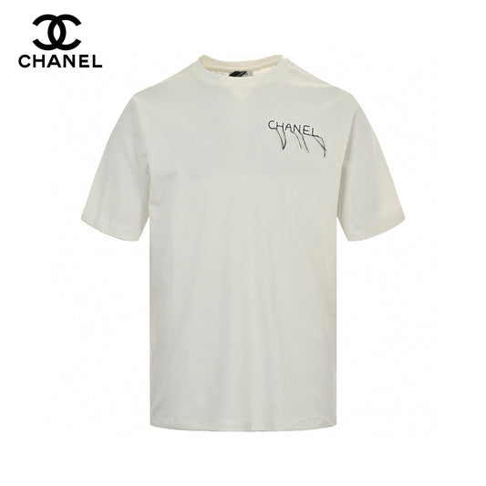 Chanel Logo T-shirt (white) Unisex Streetwear Limited Edition - This white Chanel T-shirt features a minimalist design with the Chanel logo in a delicate,