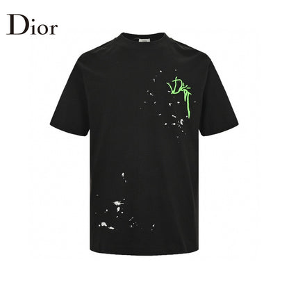 Dior Artistic Splatter T-shirt (black) Unisex Streetwear Limited Edition - The Dior Artistic Splatter T-Shirt in black is a bold and contemporary piece that showcases