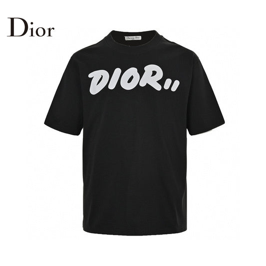 Dior Oversized Logo T-shirt - Black Unisex Streetwear Limited Edition - This Dior t-shirt features a bold oversized 'Dior' logo in white on the front. The