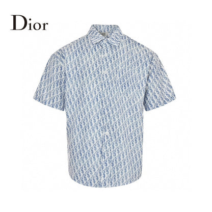 Dior Monogram Print Shirt - White Unisex Streetwear Limited Edition - This Dior shirt features an all-over monogram print in shades of blue and white, giving