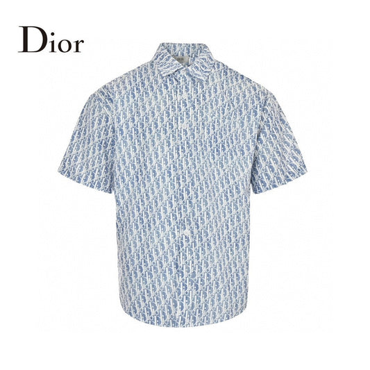 Dior Monogram Print Shirt - White Unisex Streetwear Limited Edition - This Dior shirt features an all-over monogram print in shades of blue and white, giving