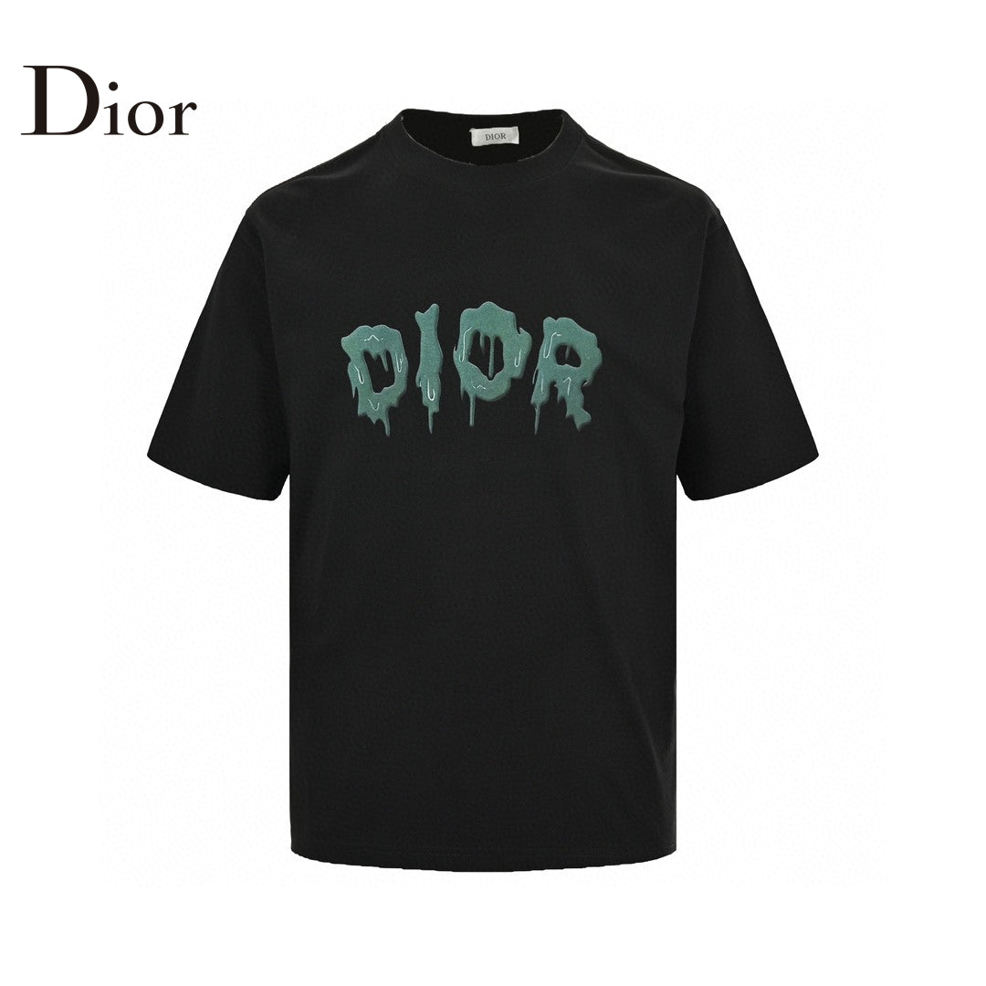 Dior Dripping Logo T-shirt (black) Unisex Streetwear Limited Edition - The Dior Dripping Logo T-Shirt in black adds a bold and creative touch to any