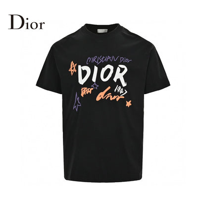 Dior Christian Dior Graphic T-shirt - Black Unisex Streetwear Limited Edition - This Dior t-shirt features a bold graphic design with 'Christian Dior' text and star-like elements.