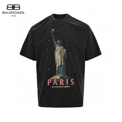 Balenciaga Paris Statue Of Liberty T-shirt (black) Unisex Streetwear Limited Edition - This black Balenciaga t-shirt features a striking graphic of the Statue of Liberty with the