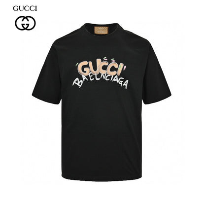 Gucci - Balenciaga Collaboration T-shirt (black) Unisex Streetwear Limited Edition - The Gucci x Balenciaga Collaboration T-Shirt in black is a signature piece from the celebrated