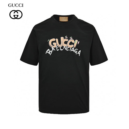Gucci - Balenciaga Collaboration T-shirt (black) Unisex Streetwear Limited Edition - The Gucci x Balenciaga Collaboration T-Shirt in black is a signature piece from the celebrated