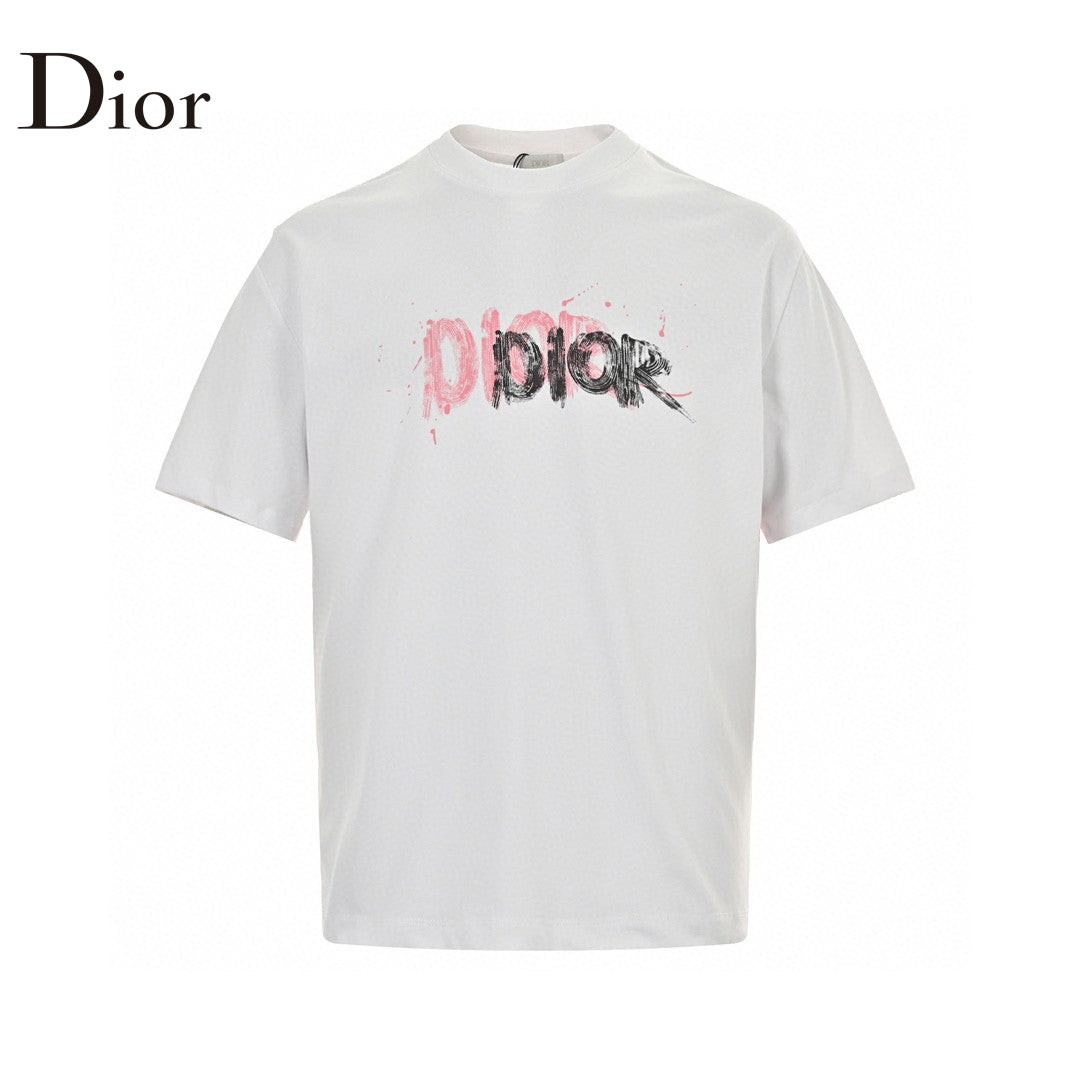 Dior Graffiti Logo T-shirt In - White Unisex Streetwear Limited Edition - The Dior Graffiti Logo T-Shirt in white is a contemporary piece that fuses streetwear aesthetics