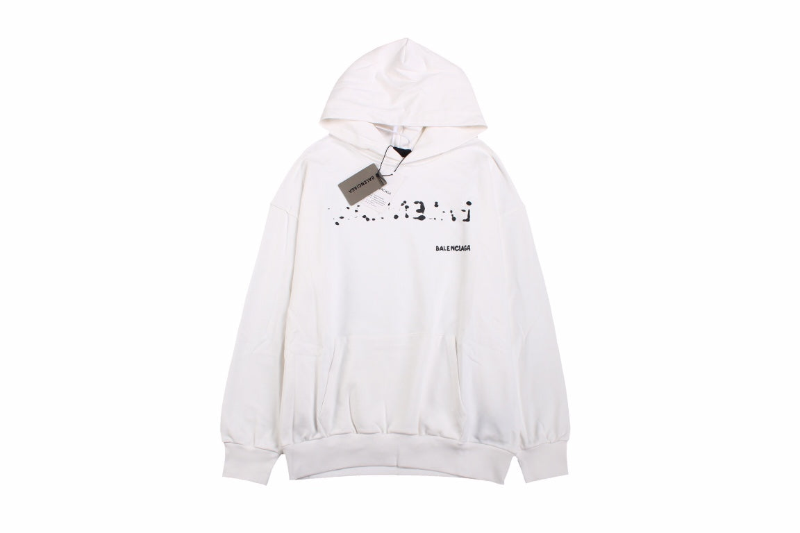 Balenciaga Logo Hoodie - White Unisex Streetwear Limited Edition - This Balenciaga hoodie features a sleek, minimalist design with a contemporary touch. The white fabric