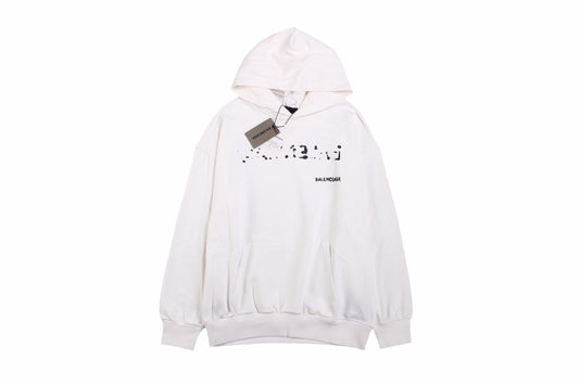 Balenciaga Logo Hoodie - White Unisex Streetwear Limited Edition - This Balenciaga hoodie features a sleek, minimalist design with a contemporary touch. The white fabric