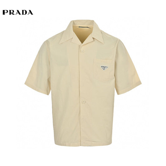 Prada Short-sleeve Button-up Shirt - Red Unisex Streetwear Limited Edition - This Prada Short-Sleeve Button-Up Shirt is the epitome of effortless sophistication. Made from premium cotton,
