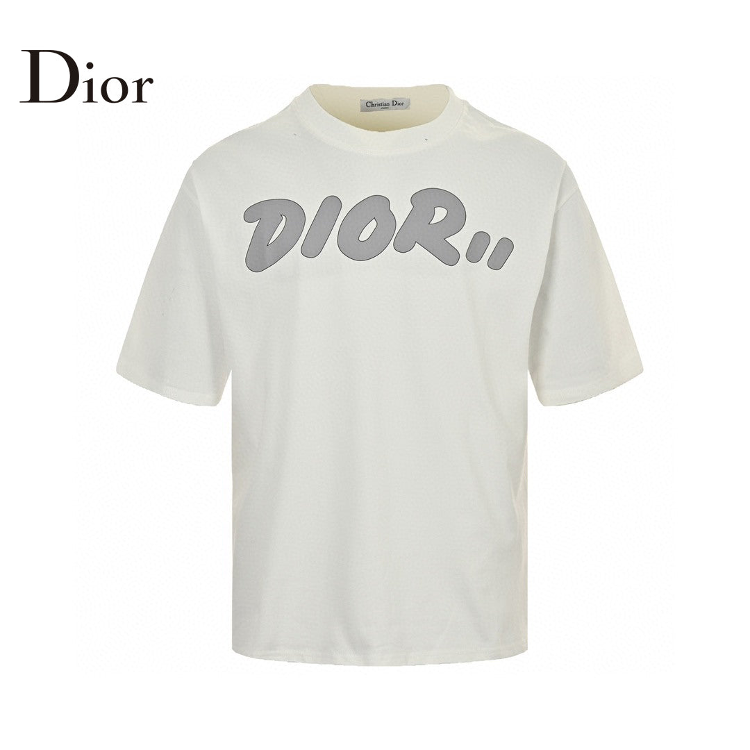 Dior Oversized Logo T-shirt - White Unisex Streetwear Limited Edition - This Dior t-shirt features a bold oversized 'Dior' logo in grey on the front. The