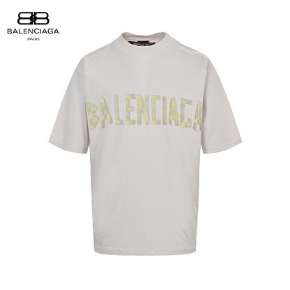 Balenciaga Pastel Logo T-shirt In Off-white Unisex Streetwear Limited Edition - The Balenciaga Pastel Logo T-Shirt in off-white offers a blend of casual style and luxurious