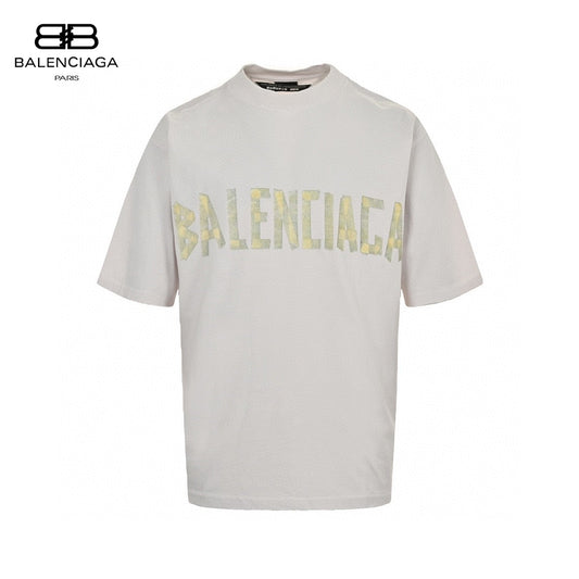 Balenciaga Pastel Logo T-shirt In Off-white Unisex Streetwear Limited Edition - The Balenciaga Pastel Logo T-Shirt in off-white offers a blend of casual style and luxurious