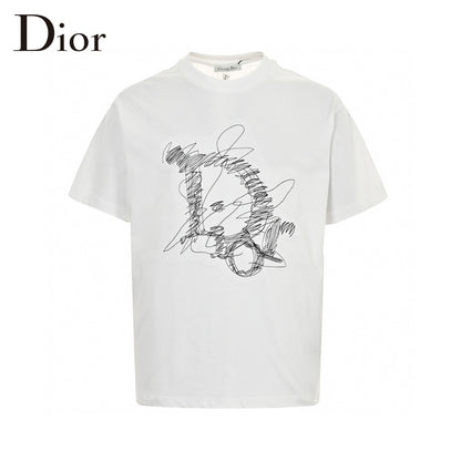 Dior Scribble Design T-shirt - Black Unisex Streetwear Limited Edition - This Dior t-shirt features an abstract scribble design in black on a white background. Made