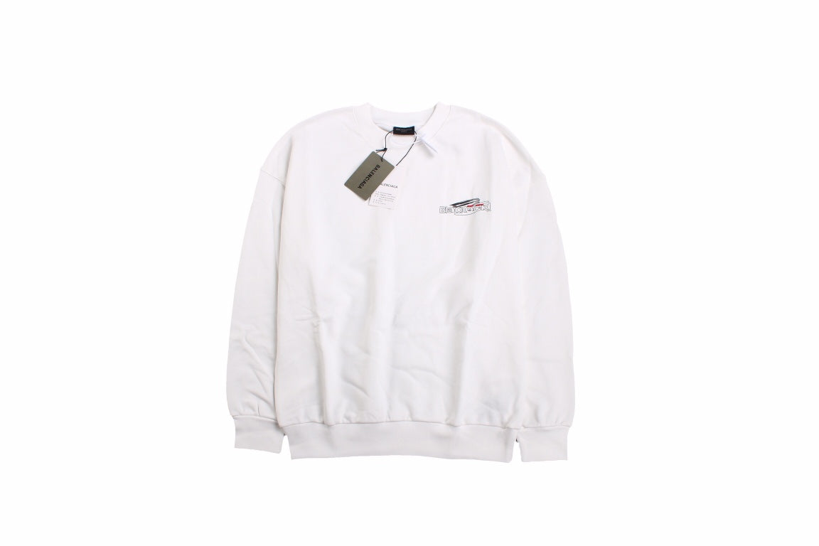 Balenciaga Sweatshirt - White Unisex Streetwear Limited Edition - This Balenciaga sweatshirt features a minimalistic design with a small logo graphic on the chest.