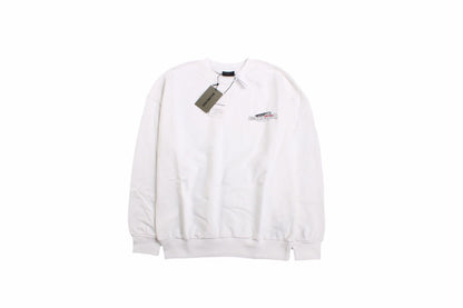 Balenciaga Sweatshirt - White Unisex Streetwear Limited Edition - This Balenciaga sweatshirt features a minimalistic design with a small logo graphic on the chest.