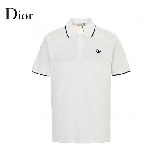 Dior Polo Shirt - White Unisex Streetwear Limited Edition - This Dior polo shirt features a classic design with a white color and black trim
