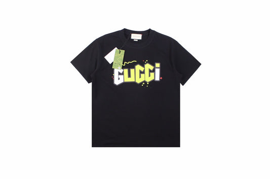 Gucci Lightning Bolt Logo T-shirt In - Black Unisex Streetwear Limited Edition - Inject a bolt of energy into your wardrobe with this striking black Gucci t-shirt, which