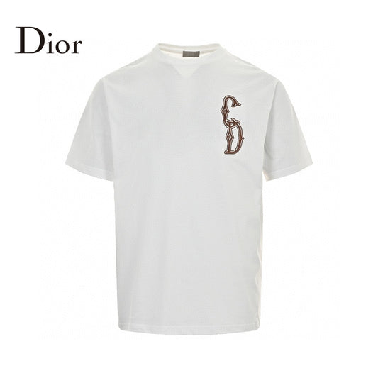 Dior Embroidered Cd Logo T-shirt (white) Unisex Streetwear Limited Edition - The Dior Embroidered CD Logo T-Shirt in white offers a refined blend of luxury and