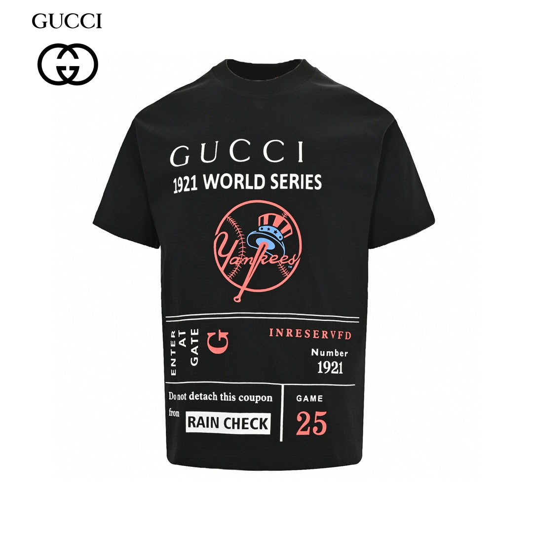 Gucci 1921 World Series T-shirt - Black Unisex Streetwear Limited Edition - This Gucci 1921 World Series T-Shirt features a vintage baseball ticket design, celebrating the historic