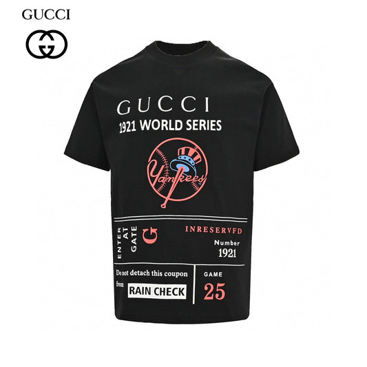 Gucci 1921 World Series T-shirt - Black Unisex Streetwear Limited Edition - This Gucci 1921 World Series T-Shirt features a vintage baseball ticket design, celebrating the historic