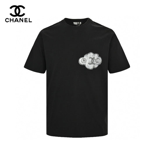Chanel Cloud Logo T-shirt In - Black Unisex Streetwear Limited Edition - The Chanel Cloud Logo T-Shirt in black blends playful design with classic elegance. This t-shirt