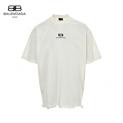 Balenciaga T-shirt - Black Unisex Streetwear Limited Edition - This Balenciaga t-shirt features a minimalist white design with a slightly distressed hem. The front