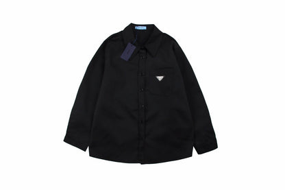 Prada Button-up Shirt - Black Unisex Streetwear Limited Edition - This Prada button-up shirt features a sleek black design, perfect for a sophisticated look. The