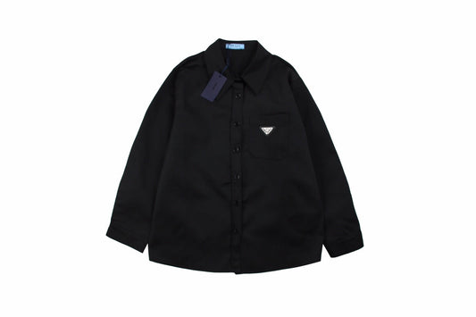 Prada Button-up Shirt - Black Unisex Streetwear Limited Edition - This Prada button-up shirt features a sleek black design, perfect for a sophisticated look. The