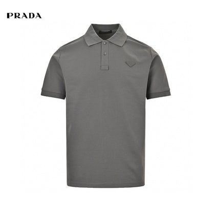 Prada Classic Polo Shirt - Grey Unisex Streetwear Limited Edition - This Prada polo shirt features a timeless design in a sleek grey color. With a