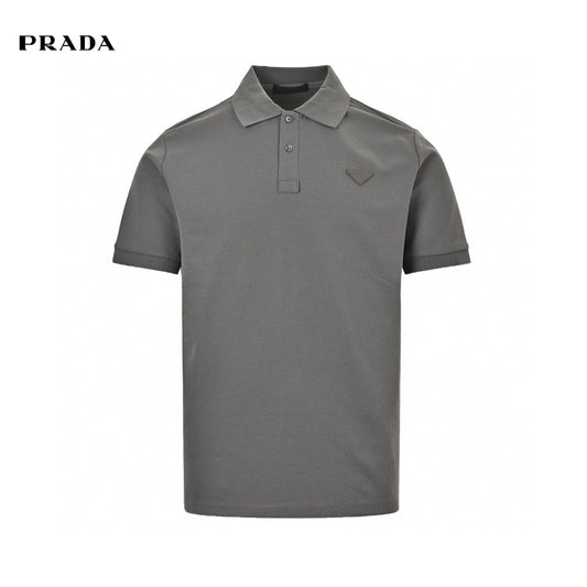 Prada Classic Polo Shirt - Grey Unisex Streetwear Limited Edition - This Prada polo shirt features a timeless design in a sleek grey color. With a