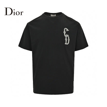 Dior Embroidered Cd Logo T-shirt (black) Unisex Streetwear Limited Edition - The Dior Embroidered CD Logo T-Shirt in black exudes an air of sophistication and understated