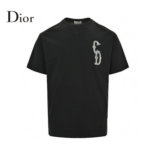Dior Embroidered Cd Logo T-shirt (black) Unisex Streetwear Limited Edition - The Dior Embroidered CD Logo T-Shirt in black exudes an air of sophistication and understated