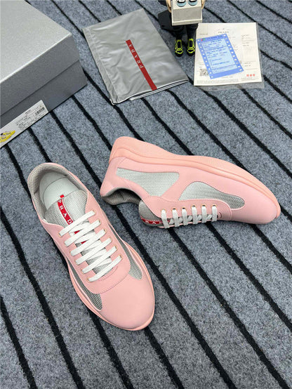 PRADA America's Cup Soft Rubber Silver Sneakers - Pink Unisex Streetwear Limited Edition
