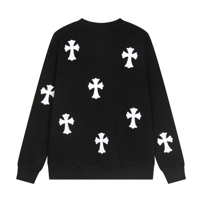 CHROME Hearts Wool White Cross Sweatshirt - Black Unisex Streetwear Limited Edition