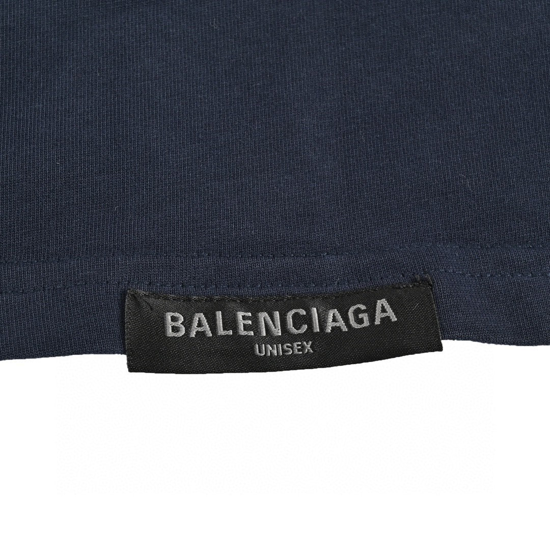 Balenciaga T-Shirt - Navy Back Logo - close up - replica sneakers