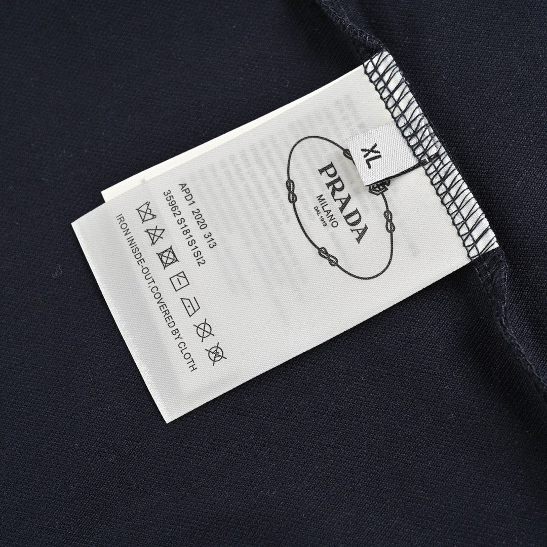 Prada Logo Patch Polo Shirt - Red Unisex Streetwear Limited Edition - <span>This Prada polo shirt features a sleek navy design with understated elegance. The shirt is
