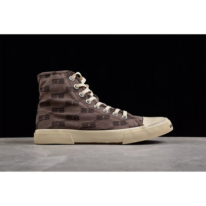 BALENCIAGA Paris High Vulc Destr - Bb Cloth Sneakers - Red Unisex Streetwear Limited Edition - The Balenciaga Paris High Vulc Destr x BB Cloth sneakers merge iconic style with urban