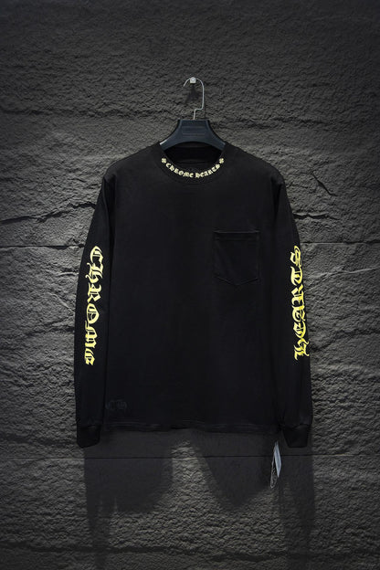 CHROME Hearts Yellow Collar Longsleeve - Black Unisex Streetwear Limited Edition