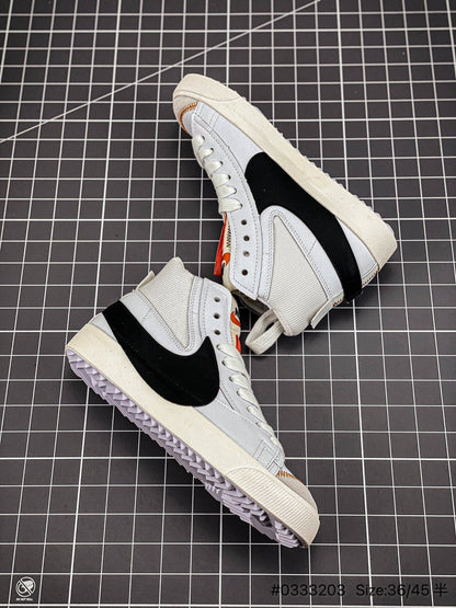 Nike Blazer Mid'1977 Jumbo - Black Unisex Streetwear Limited Edition - The Nike Blazer Mid '1977 Jumbo 'Deconstructed Comfort' in White and Black takes the classic