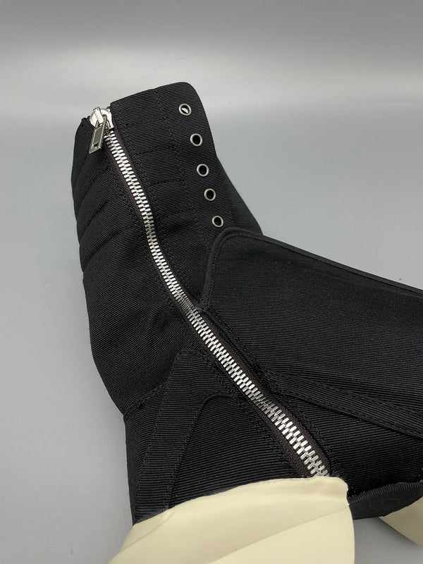 Rick Owens High-top Canvas Boots Jacket - Black Unisex Streetwear Limited Edition - **Rick Owens Black High-Top Canvas Boots: Avant-Garde Elegance** Discover the epitome of avant-garde fashion with
