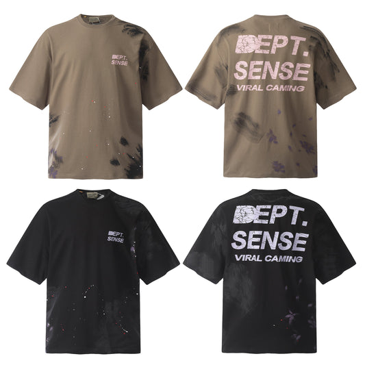 GALLERY Dept T-Shirt - Red Unisex Streetwear Limited Edition - Introducing the Gallery Dept. Mud-Dyed Hand-Painted Distressed Short Sleeve T-Shirt, a masterpiece that blends artisanal