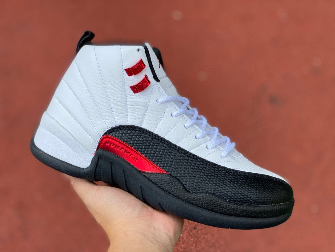 Jordan 12 Retro 'white - - Red' Sneakers - Black Unisex Streetwear Limited Edition - **Product Description: Air Jordan 12 Retro 'White/Black/Red'** The Air Jordan 12 Retro 'White/Black/Red' is a